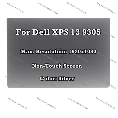 Silver 13" FHD LCD Non-Touch Screen Display Panel Assembly For Dell XPS 13 9305 - Image 1 of 4