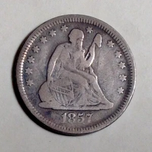 1857 Seduto Liberty Quartiere 25 Centesimi cd - Foto 1 di 2
