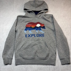 Eddie Bauer Sweater Boys Large Gray Hoodie Sweatshirt Pullover Bear Outdoors - Picture 1 of 7
