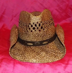💥 CAPPELLO COWBOY WESTERN DPC PAGLIA ABBRONZATA BRUCIATA 100% SEGATURA OSFM - Foto 1 di 4