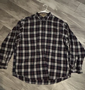 Trader Bay Men Long Sleeve Plaid Shirt 100% Cotton, Blue Orange White Flannel Xl - Picture 1 of 4