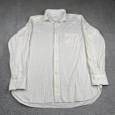 Camisa de Vestir Ermenegildo Zegna Para Hombre 17/43 Blanco Rayas Algodón Botón Manga Larga Foto 1 de 4