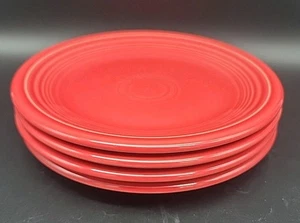 FIESTAWARE HLC FIESTA USA SALAD PLATES 7.25" SCARLET Red LEAD FREE Set of 4 - Picture 1 of 6
