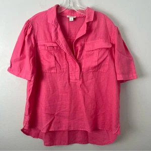 Sundance Highlands Camp 100% Linen Pink Popover Polo Shirt Womens size Large - Picture 1 of 6
