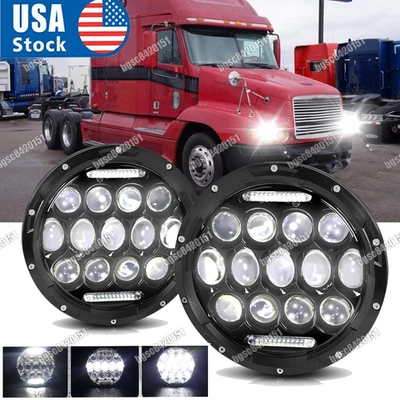 7 inch Round LED Headlights Hi/Lo Beam Light 2x For Freightliner Century Class - Image 1 of 4