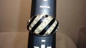 BONITO De Colección Art Deco 925 Estrás Esterlina y Marcacita/Esmalte? Anillo tamaño 7,25-7,5 - Imagen 1 de 8