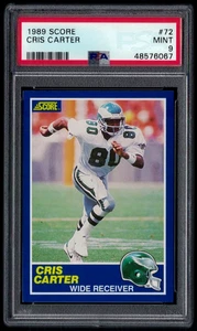 1989 SCORE RC #72 CRIS CARTER HOF MINNESOTA VIKINGS PSA 9 MINT ROOKIE #48576067 - Picture 1 of 2