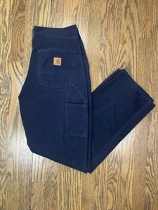 Carhartt B11-MDT Carpenter Jeans 31x32 Navy Blue Casual Work Distressed READ - Picture 1 of 21