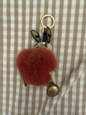 MCM Red Heart Leather Fur Rabbit Keychain Purse Charm - Image 1 of 2