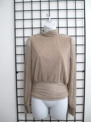 JOIE 🌸 TALLA PEQUEÑA == BLUSA BEIGE Y ORO METALIZADO/MANGA LARGA Foto 1 de 4