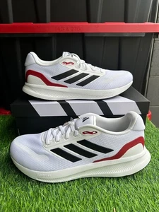 Adidas Runfalcon 5 Men's White Black Scarlet Running Shoes IE8818 New Size 11-13 - Picture 1 of 7