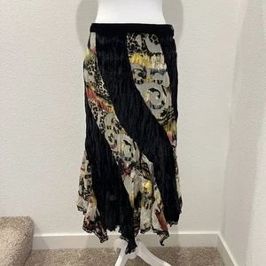 Alberto Makali Crushed Black Animal Print Hankerchief Circle Skirt Sz 8 NWT - Picture 1 of 14