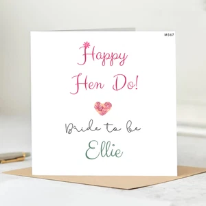 Hen Do Card Personalised, Hen Party Balloon Card, Happy Hen Do, Card For Bride - Picture 1 of 2