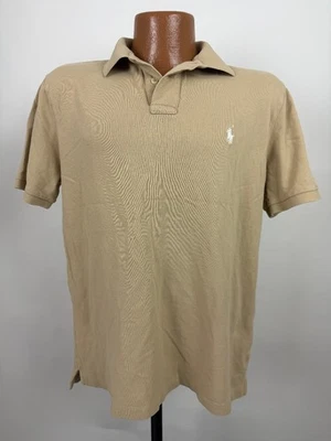 Ralph Lauren Polo Shirt Men Large Custom Slim Fit Pique Knit Cotton Preppy Beige - Image 1 of 4