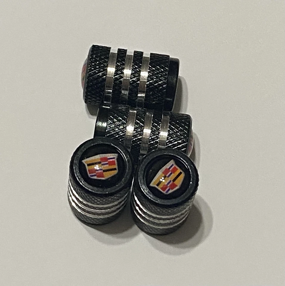 4pcs. Black Tire Valve Stem Caps For CADILLAC New In Pack - Image 1 of 1