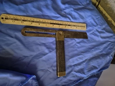 Vintage brass  ebony  Sliding T-Bevel Square | British Quality 1900s marples? - Image 1 of 4