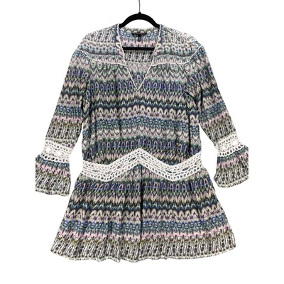 Victoria's Secret Womens M Multicolor Bohemian Dress Crochet Trim Long Sleeve - Image 1 of 4