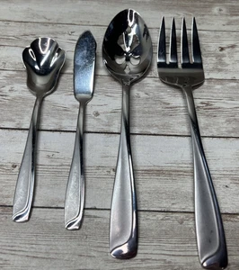 4 Piece Pfaltzgraff Satin "Newton" 18/0 Stainless Steel Silverware - Serving Set - Picture 1 of 22