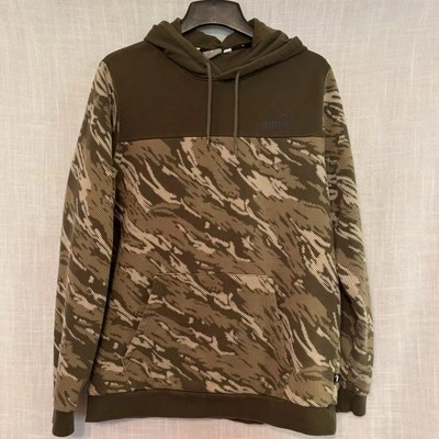 Puma Camo Pullover Hoodie Army Green Pouch Pocket Men’s XLT TALL - Image 1 of 4