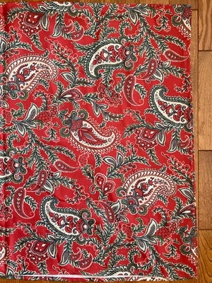 Cynthia Rowley Tablecloth Christmas Red Paisley 60"W x 84"L 100% Polyester Clean - Image 1 of 4