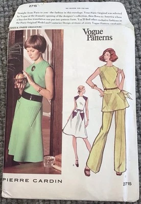 Vogue Paris Original Pattern 2715 - Pierre Cardin - Size 12 - Dress/ Tunic/Pants - Image 1 of 2