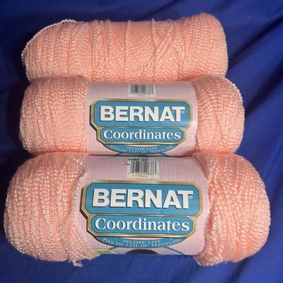 Лот из 3 BERNAT координаты пряжи Sports вес без красителя лот трико персик 6 унций каждый - Изображение 1 из 4