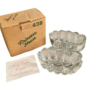 Vintage Princess House Kristallglas Servierlöffel Halter 2er Set Original Box - Bild 1 von 7