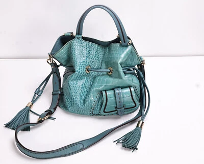 Bolso de mano Lancel Paris para mujer con cordón ~ cuero azul en relieve Foto 1 de 4