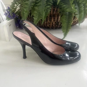 Black Patent Leather sling back 4”heels by DELMAN sz 9 M - Picture 1 of 11