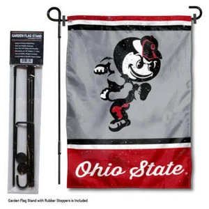 Ohio State Buckeyes Vintage Retro Throwback Garden Flag and Yard Stand Included - Picture 1 of 3