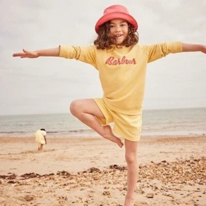 NWT Barbour Yellow Logo Hoodie Embroidery | Girls Small Athleisure Cotton - Picture 1 of 7