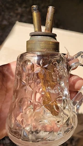 Antique Cut Glass Whale Oil Peg Lamp With Dual Burners - Picture 1 of 9