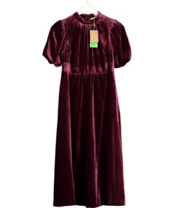 Boden rotes hochgeschlossenes Samtkleid in Cabernet UK 4 - Bild 1 von 3