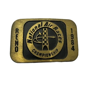 1984 Vintage NOS Reno National Championship Air Race Brass Belt Buckle AB - Picture 1 of 2