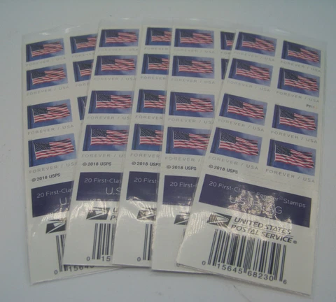 2018 USPS First Class US American Flag Forever Stamps 5 Full Sheets Of 20 (100) Cover