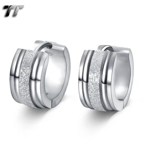 TRENDY TT Stainless Steel Thick Hoop Earrings (EH55) - Picture 1 of 1