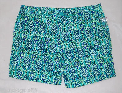 Pantalones Cortos Mujer TEAL TURQUESA AZUL VERDE CHINO Estampado Abstracto 5 BOLSILLOS Puños 8 Foto 1 de 2