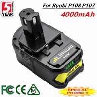 18V 4.0Ah Li-ion Replacement Battery for Ryobi 18V ONE+ P108 P107 P102 P103 TP