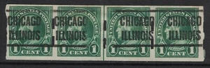 Scott 575- Schermack Type III, Strip of 4 w/ Line & Chicago Precancel- Franklin - Picture 1 of 2