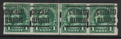Scott 575- Schermack Type III, Strip of 4 w/ Line & Chicago Precancel- Franklin - Image 1 of 2