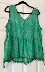 American Rag Cie ~ Green Paisley Print ~ Ties ~ Sleeveless Tank Top ~ Size XL - Picture 1 of 5