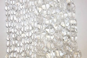 Cristal agrietado genuino - cuentas de cristal ondulado - hebras largas de 15-16" - Imagen 1 de 12