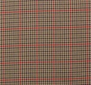 DESIGNER WOODSTOCK SHACK RED TAN WOVEN PLAID CHECK MULTIUSE FABRIC BY YARD 54"W