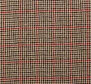 DESIGNER WOODSTOCK SHACK RED TAN WOVEN PLAID CHECK MULTIUSE FABRIC BY YARD 54"W - Picture 1 of 6