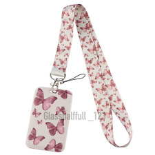 Pink Butterfly Lanyard  & ID Badge Holder Gift Work Lanyard Mum Nan Gift for Her