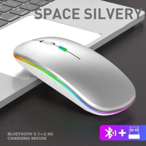 Luminous Wireless Mouse Bluetooth Charging 2.4G USB Tablet Phone Computer Mouse - Picture 1 of 15