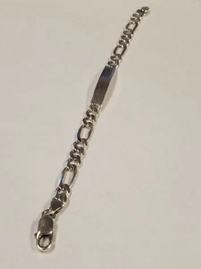Sterling Silver 8" Figaro ID Bracelet 17.5 Gr. - Picture 1 of 7