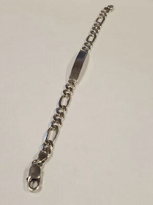 Браслет идентификационный Figaro 8 дюймов чистое серебро 17,5 г - Изображение 1 из 4