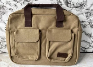 Bella Russo Cotton Canvas Computer Travel Tote Bag w/Shoulder Strap Tan Khaki - Picture 1 of 7
