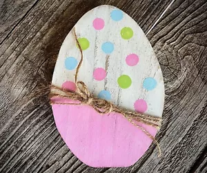 Easter EGG Tiered Tray Spring Decor Farmhouse Shelf Sitter Rustic Wood HP 7" - Picture 1 of 9